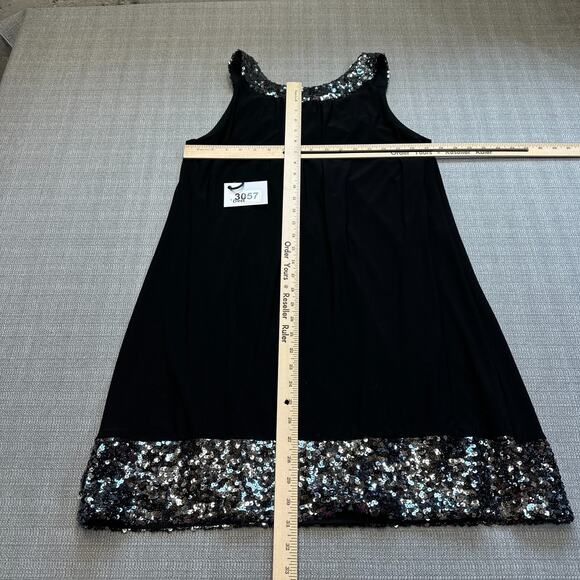 Y2K Scarlett Nite‎ Sequin Cocktail Mini Dress Black Silver Glam Party 12 - Picture 5 of 8